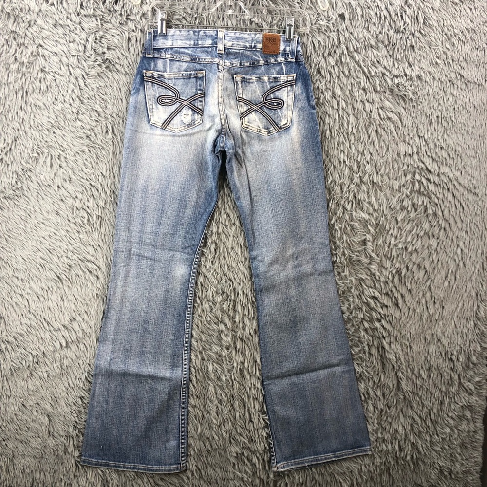 BKE Buckle Jeans Womens 26 Star 20 Stretch Distress Light Wash Low Rise Bootcut